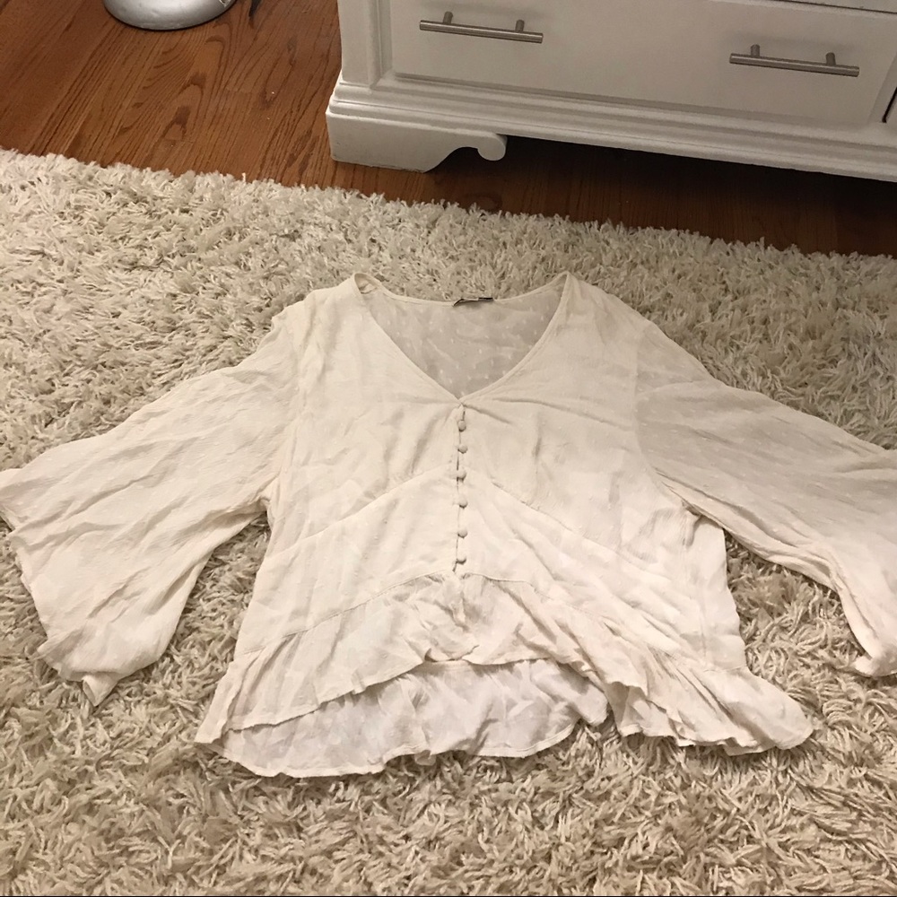 American Eagle bell sleeve Women’s cropped blouse